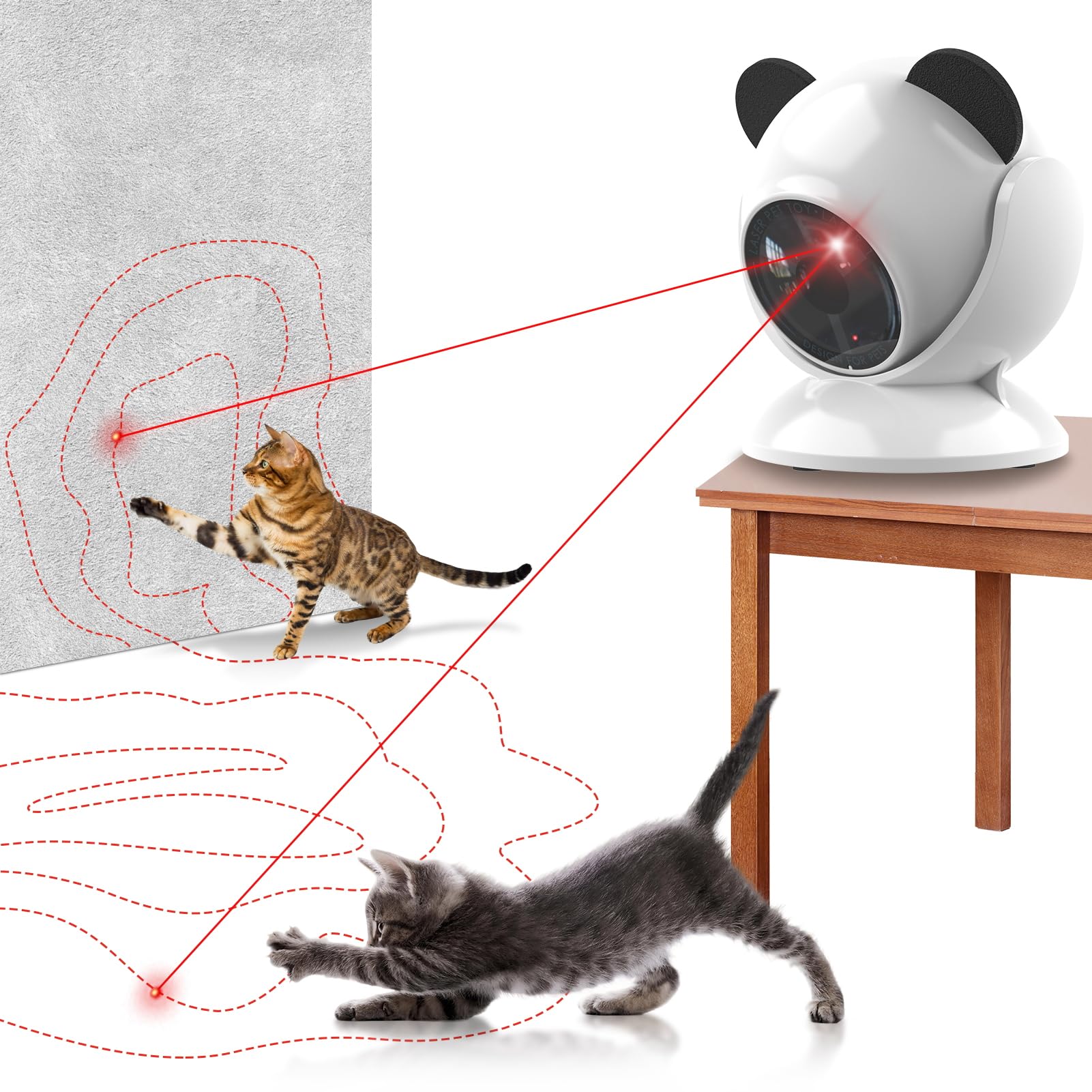 Umosis automatic cat laser toy front view for indoor cats, promoting active play.
