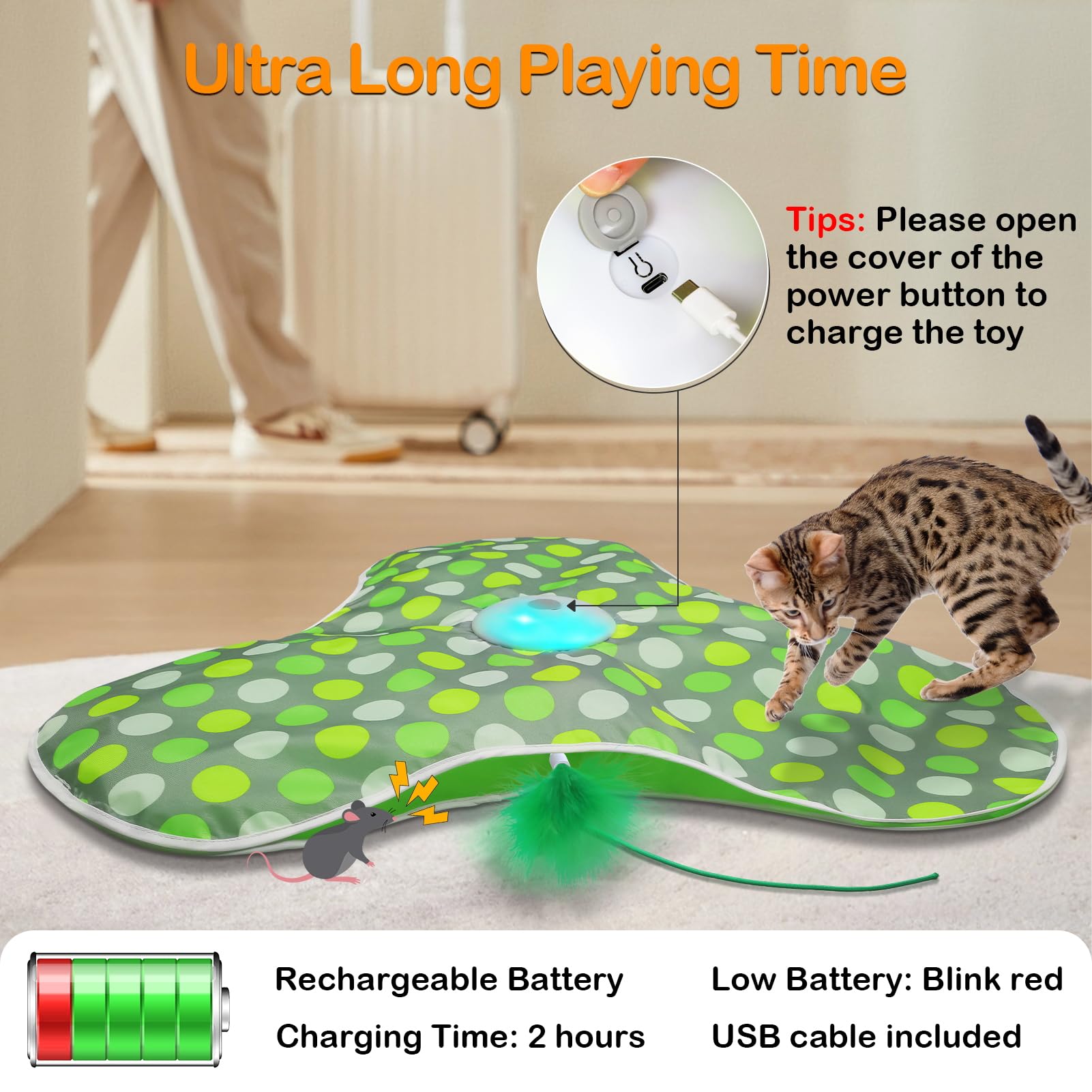 Umosis cat toy three modes with lights for customizable engagement