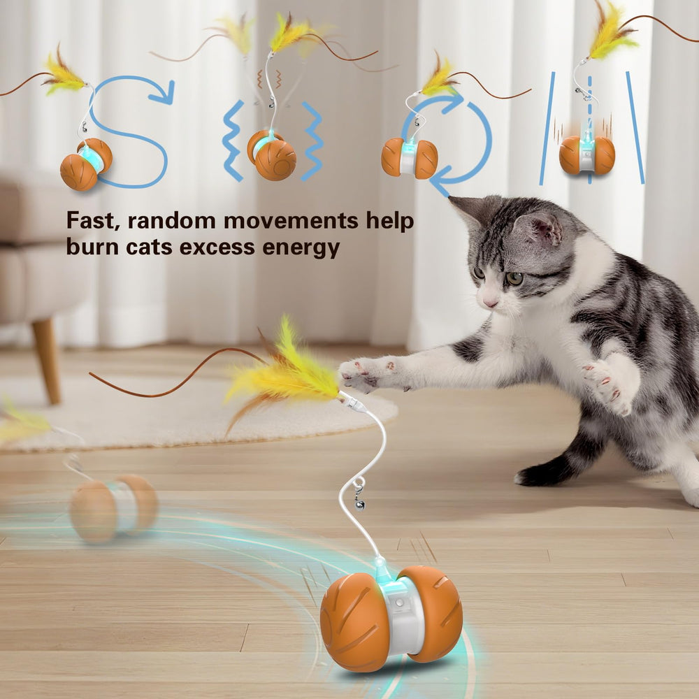 umosis cat toy with dual wheel-drive robot movement for smooth floor navigation.