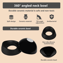 Umysky tilted bowl showing center-food spill reduction during meals.