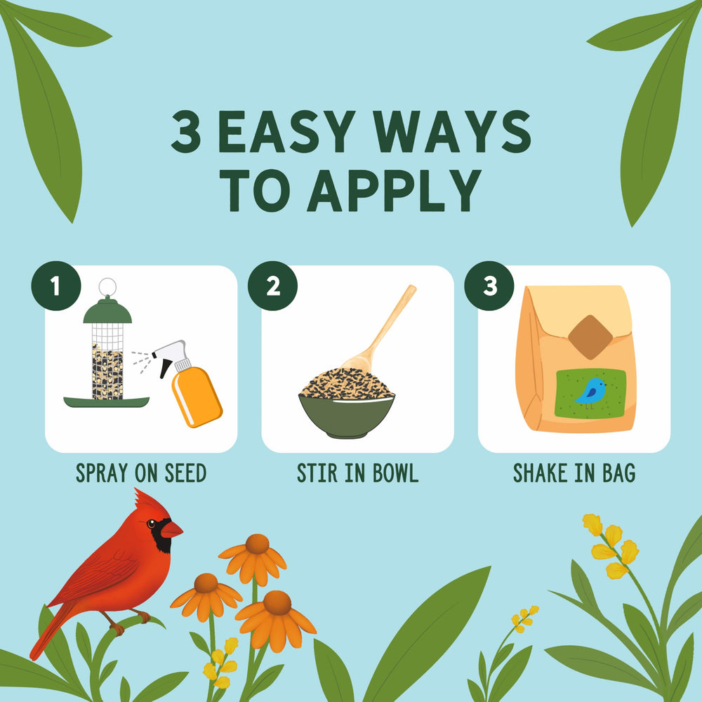 Hands applying Uncle Dunkels spray to suet demonstrates convenient, ready-to-use protection.