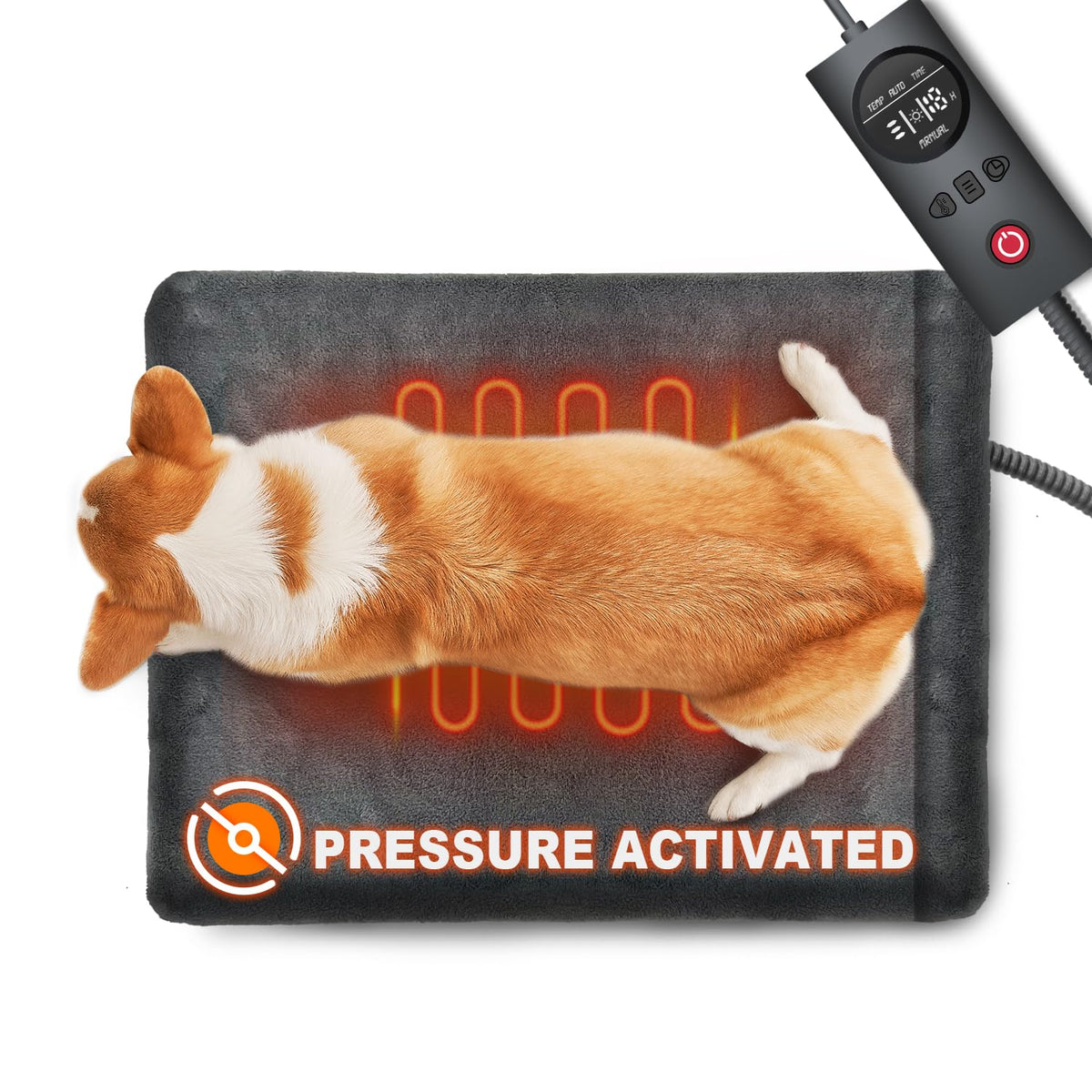 UNCN dog-cat heating pad 18x22 on floor provides cozy warmth for pets.