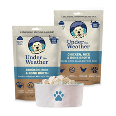 Under the Weather bland diet dogs pack open showing convenient, ready-to-use option for upset stomachs.