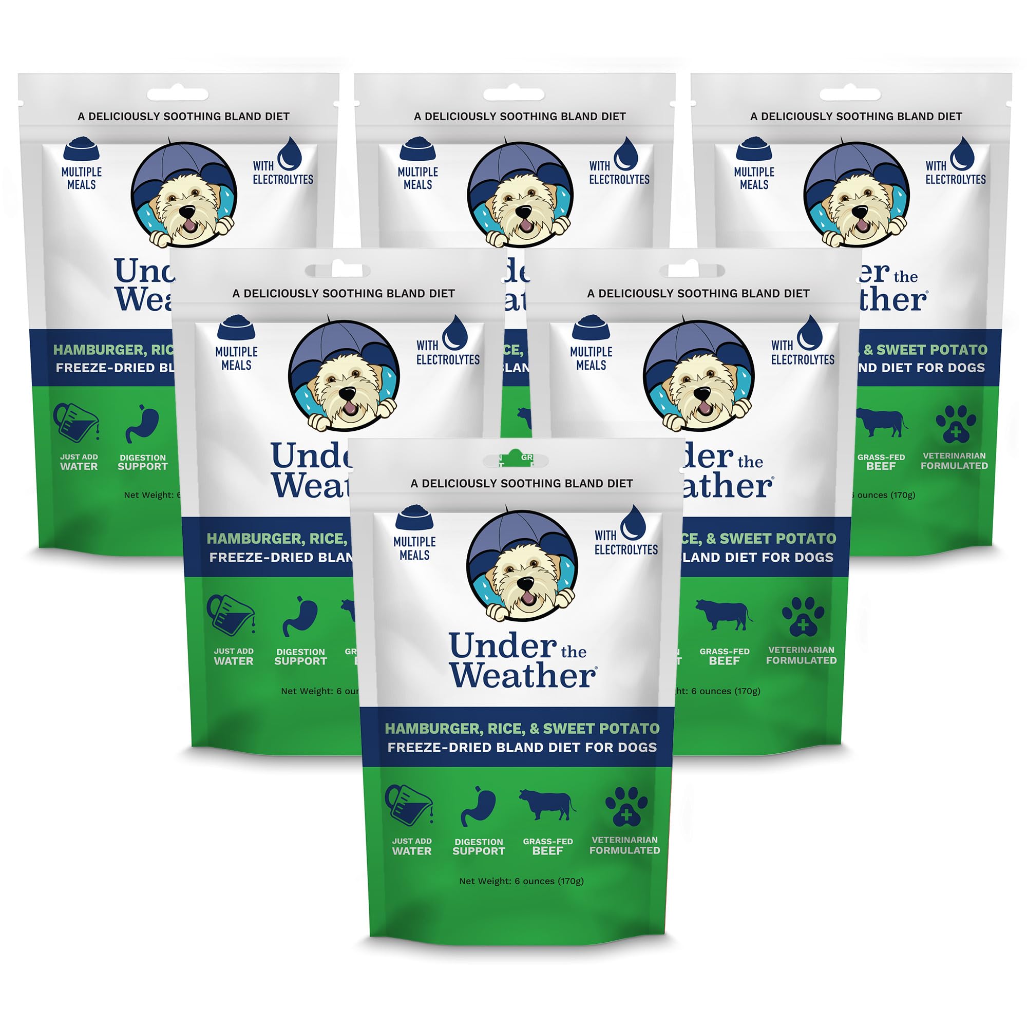 Under the Weather bland diet pack closeup shows premium ingredients for gentle stomach support