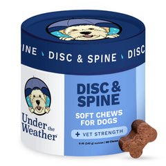 Under The Weather Disc & Spine Chews bottle for spine support and vet-formulated dog joint care