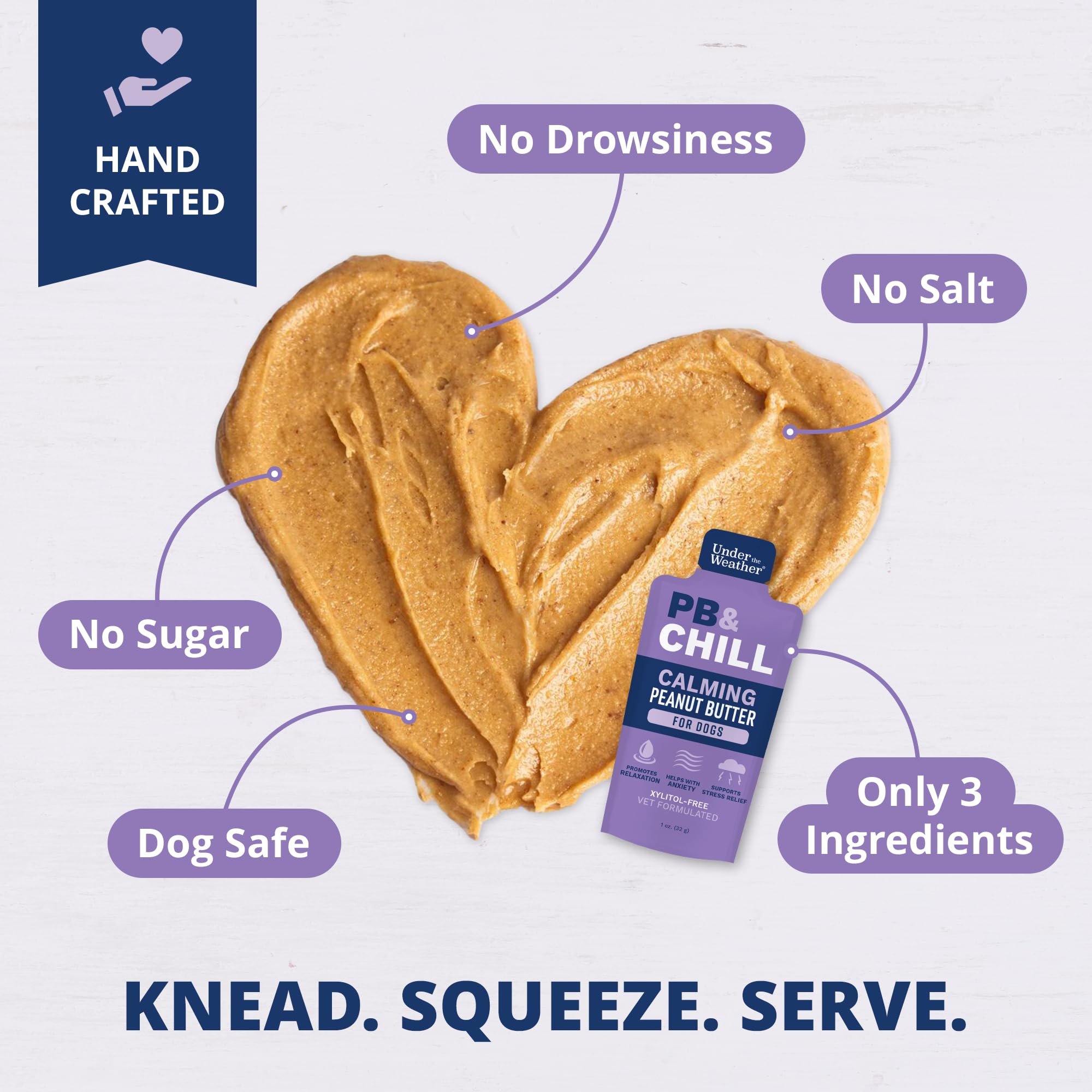 Under the Weather PB Chill ingredients close-up highlighting natural peanut butter and soothing additives.