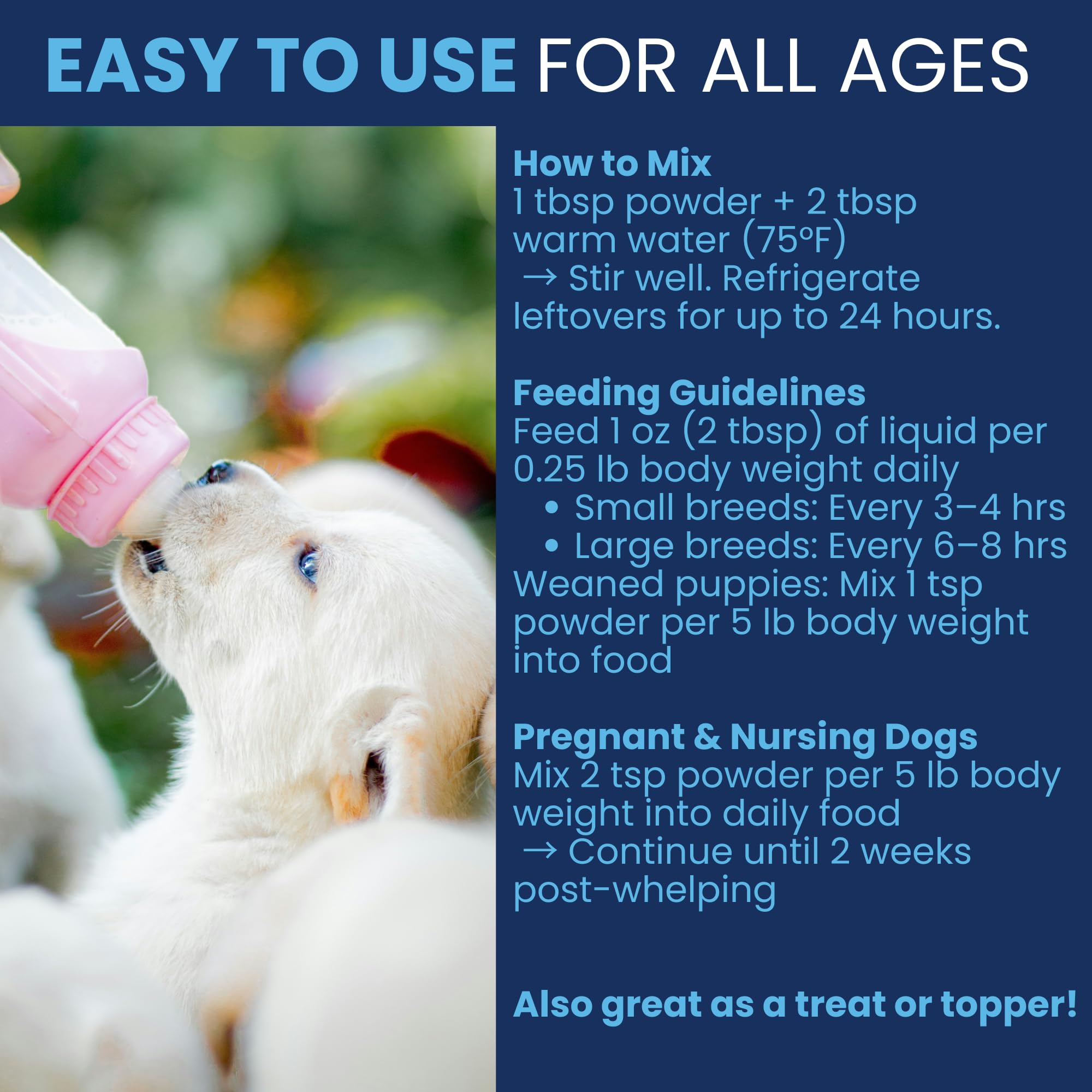 Under the Weather measuring scoop with powder for easy prep and feeding.