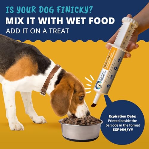 Under the Weather Ready Cal for Dogs serving spoon dispense illustrates easy daily dosing