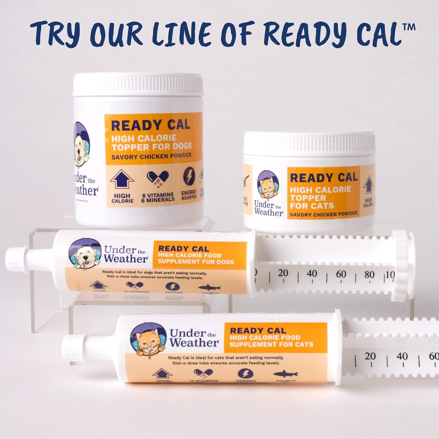 Under the Weather Ready Cal packaging with scoop ready for use in meals.