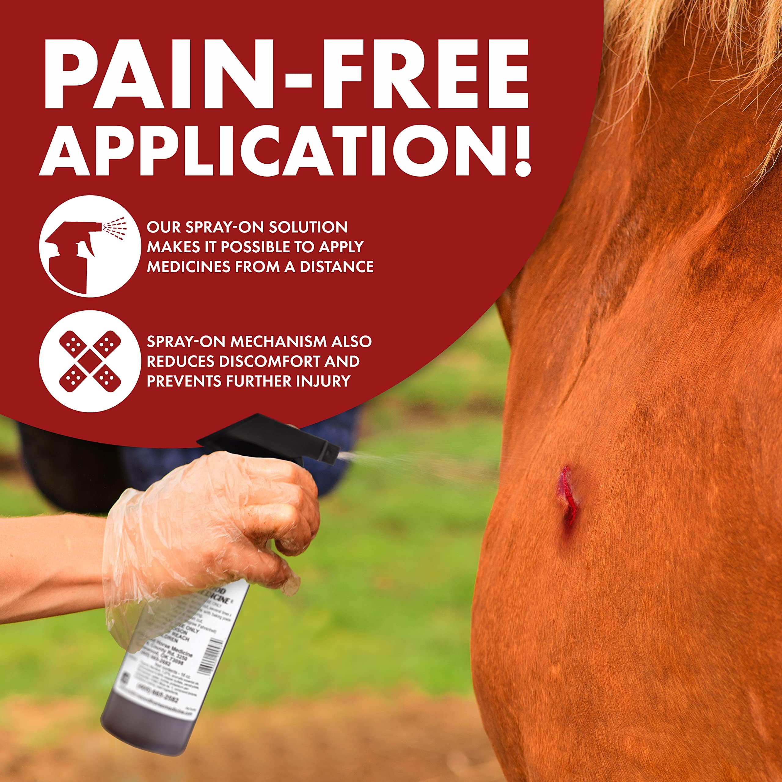 Underwood Horse Medicine no-sting application — gentle for dogs and other pets.