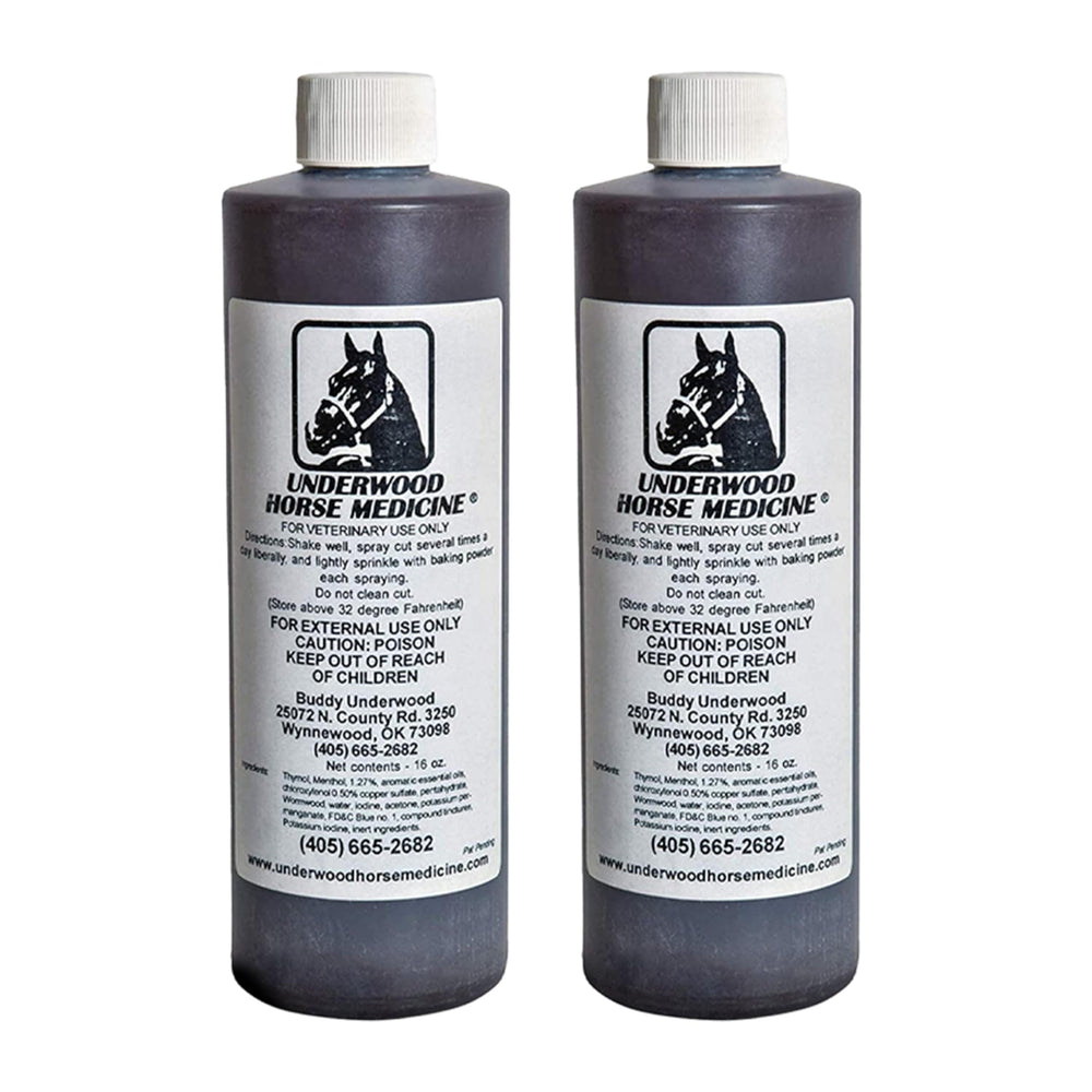 Underwood Horse Medicine wound spray bottle — fast spray for quick cleanup and healing.