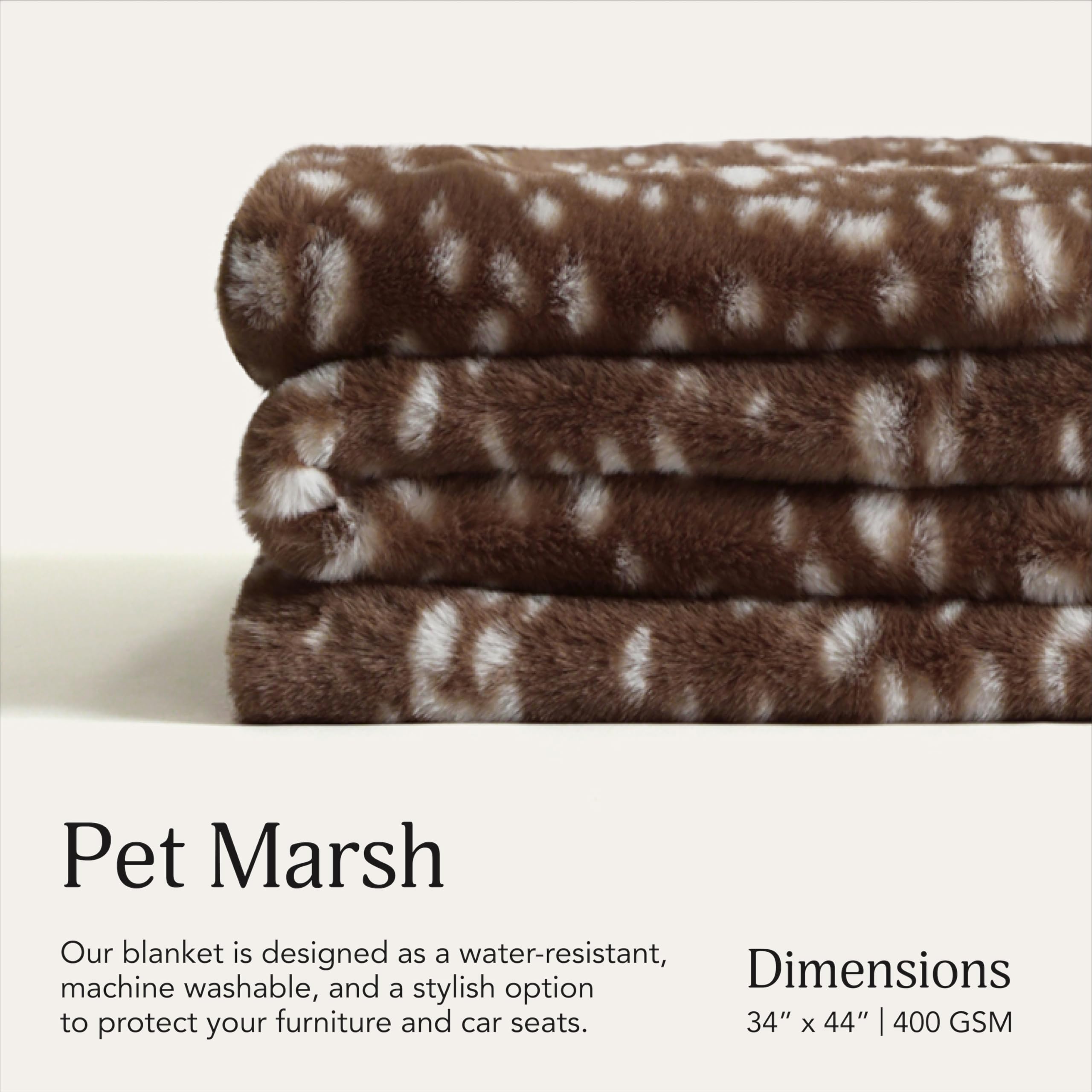 UnHide Lil’ Pet Marsh blanket folded 34x44 shows portable warmth for trips.
