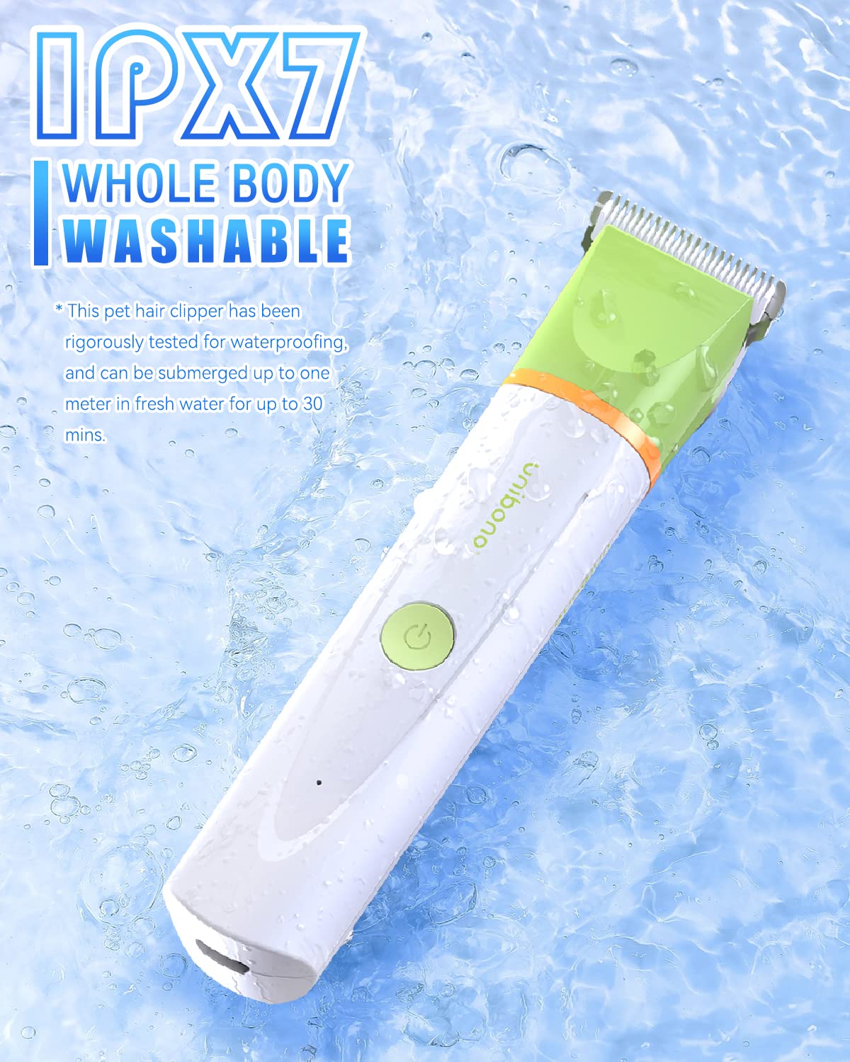 Unibono Dog Grooming Kit 7116 USB recharge cable provides convenient cordless or corded use.