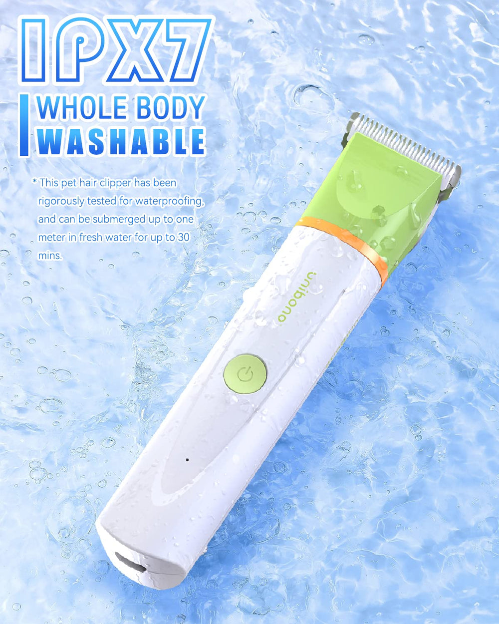 Unibono Dog Grooming Kit 7116 USB recharge cable provides convenient cordless or corded use.