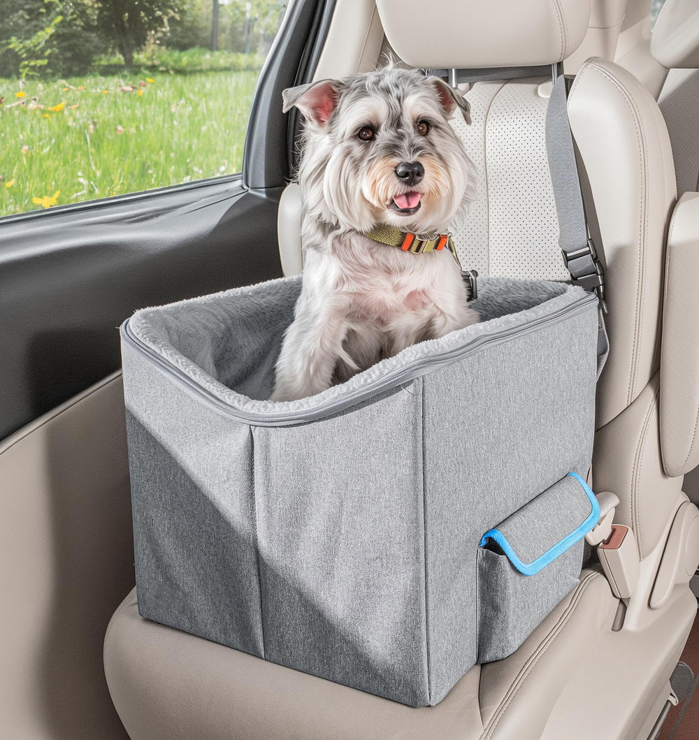 UNICITII dog car seat elevated view helps pets enjoy outside scenery during car rides.