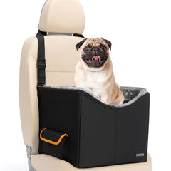 UNICITII dog car seat elevated view improves small dog's car ride visibility.