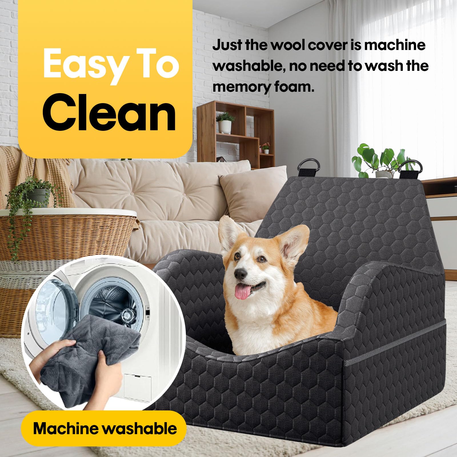 UNICITII dog car seat in use with a small dog during a road trip