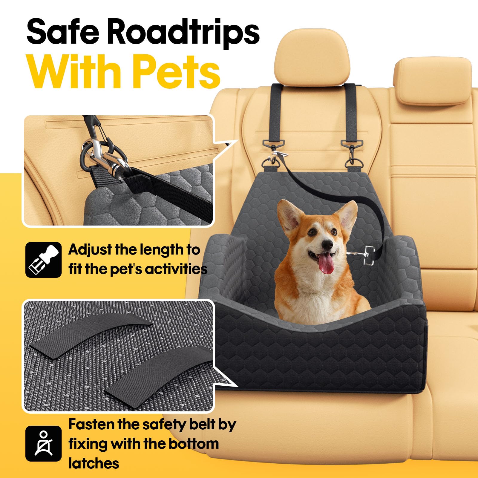 UNICITII dog car seat removable cushion for easy cleaning and standalone bed