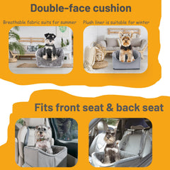 UNICITII dog car seat safety strap demonstrates secure fit during travel.
