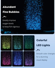 Uniclife air-stone bubbles provide dense, quiet aeration and improved water circulation.