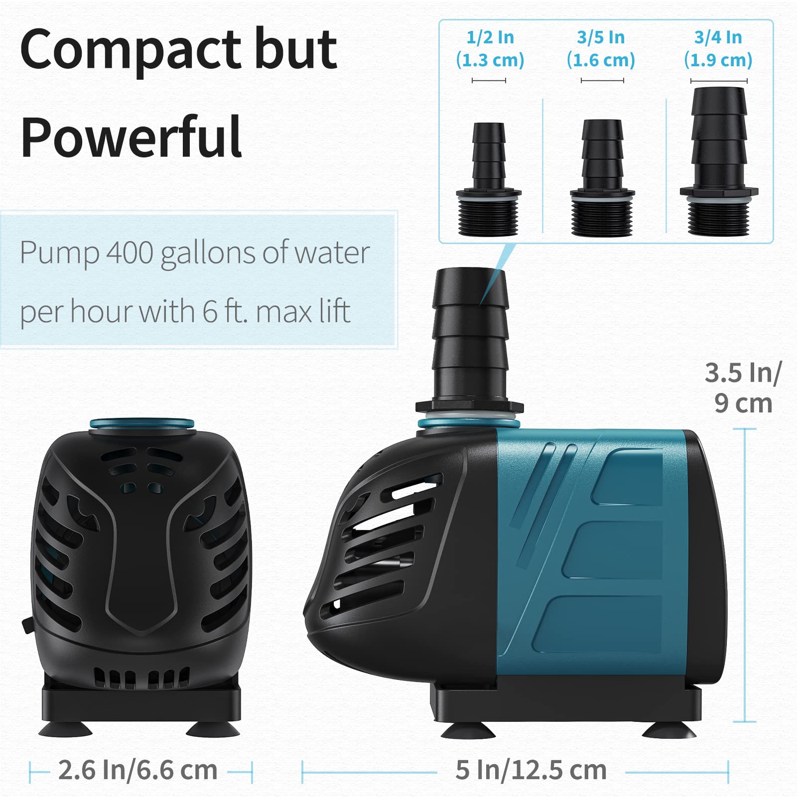 Uniclife 400 GPH pump flow-control knob enables customizable water speed.