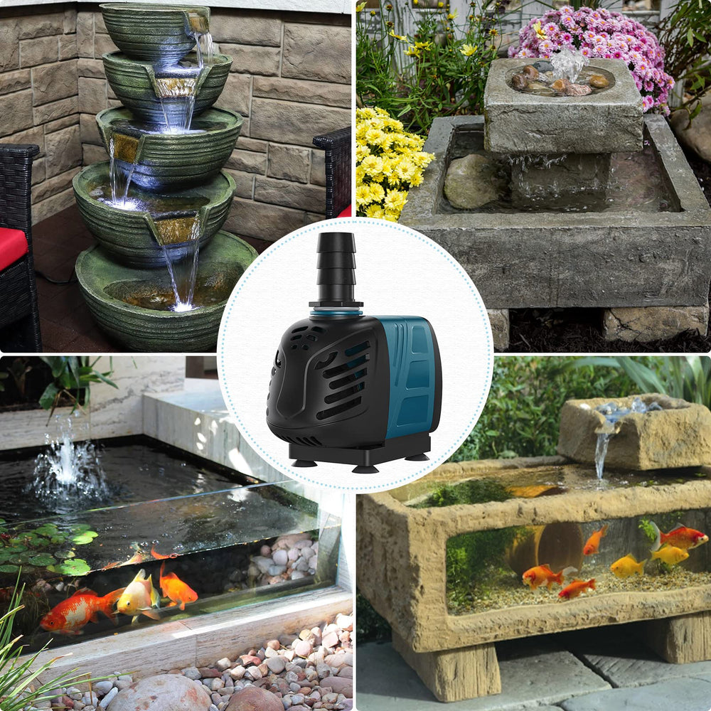 Uniclife 400 GPH pump nozzle attachments expand tubing compatibility.