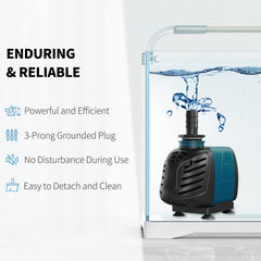 Uniclife aquarium 550gph pump side view highlighting compact footprint for tanks
