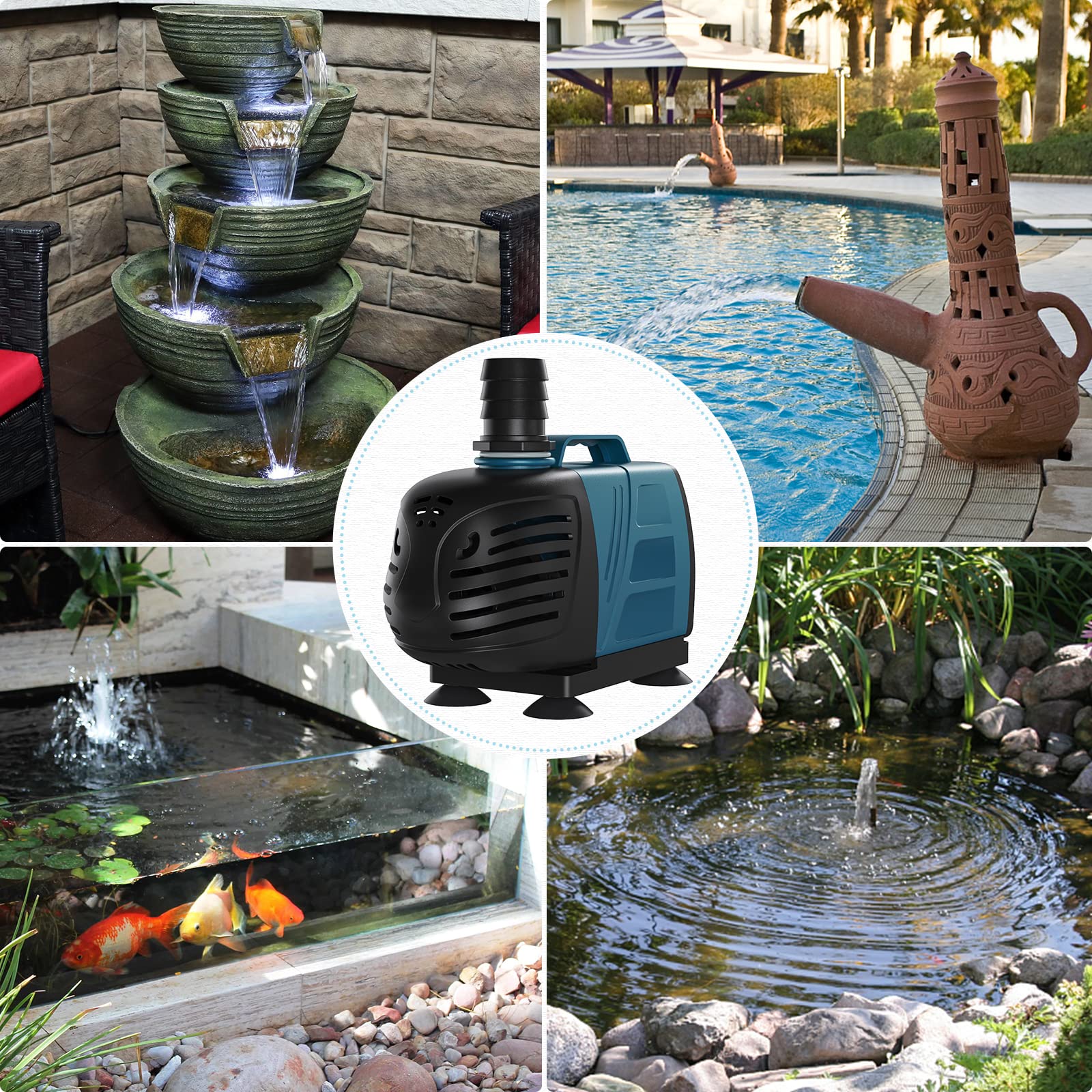 Uniclife pump with four suction cups for stable, quiet placement.