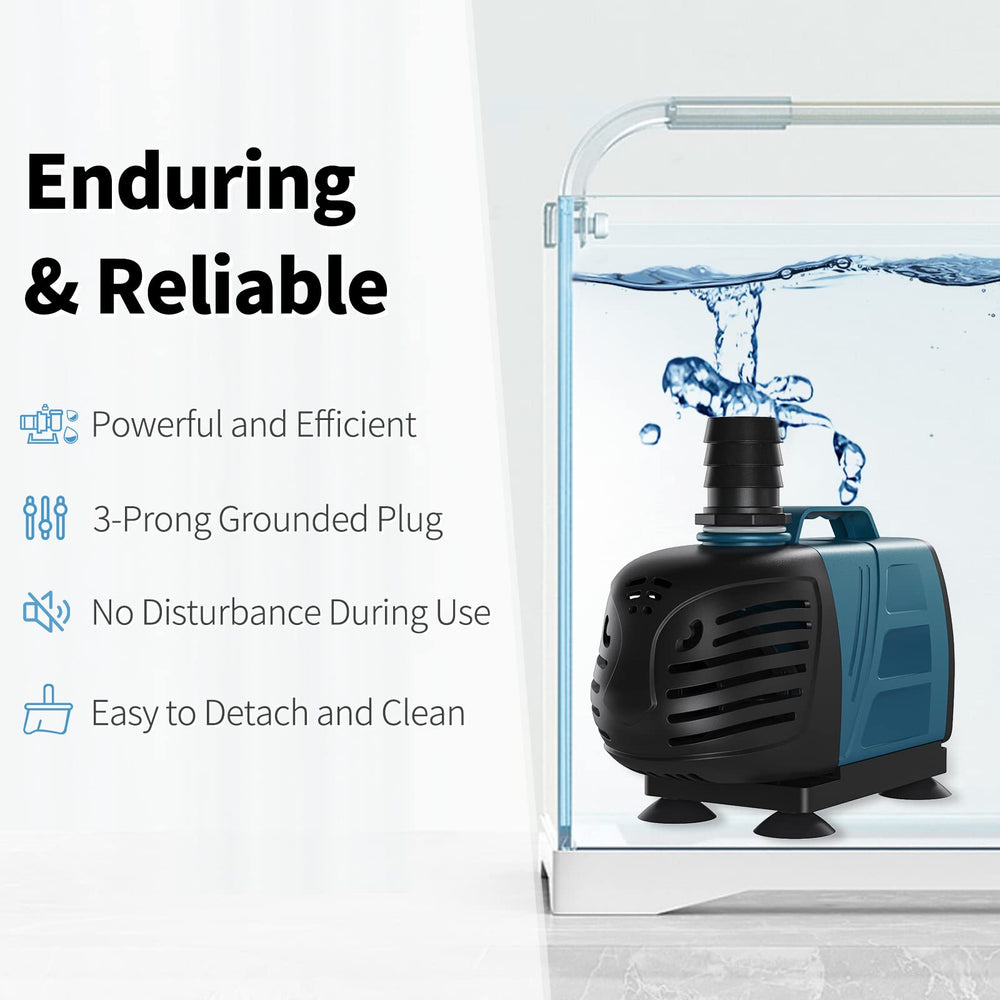Uniclife quiet operation pump indicating minimal vibration for homes and habitats.