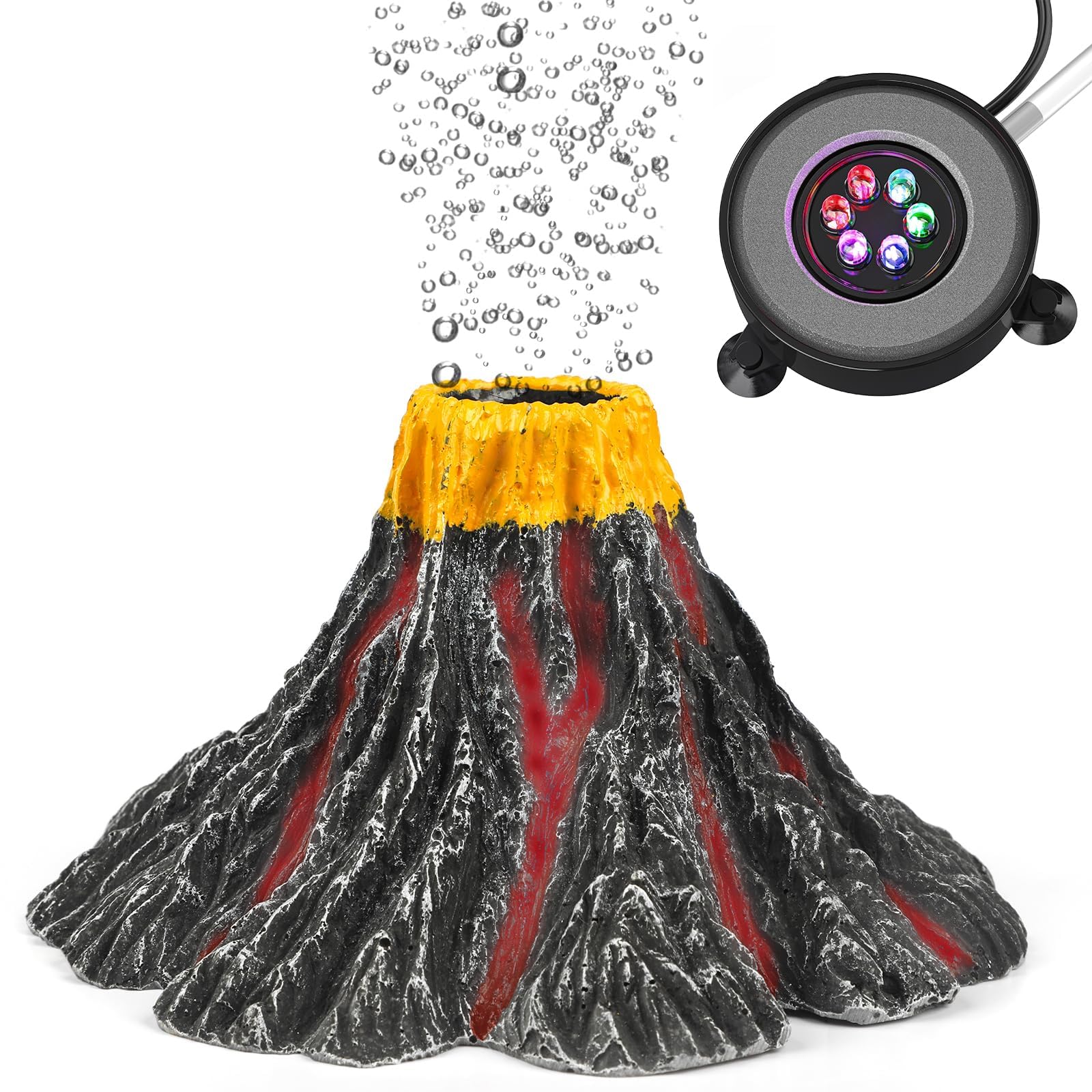Uniclife aquarium volcano ornament closeup highlights realistic volcanic texture for engaging tank scenery