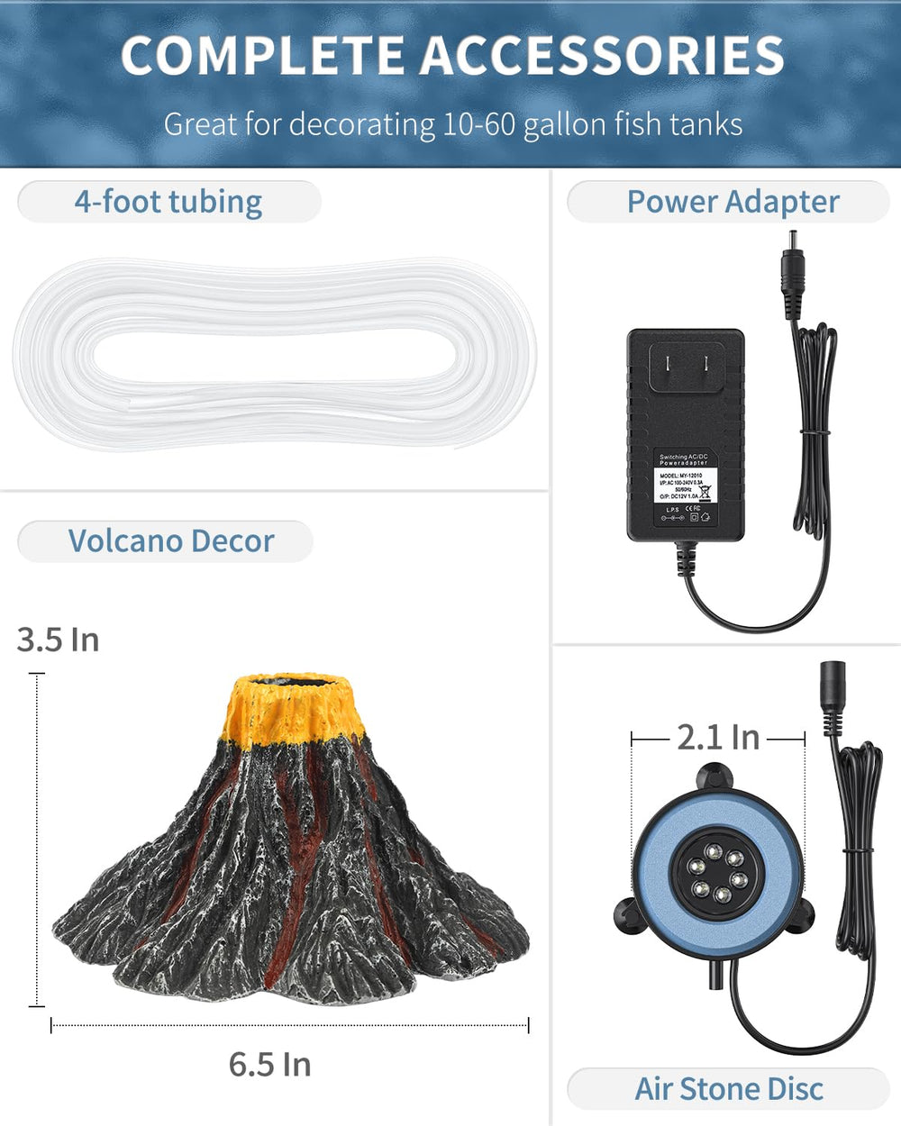 Uniclife aquarium volcano ornament durable-resin construction for long-lasting tank centerpiece