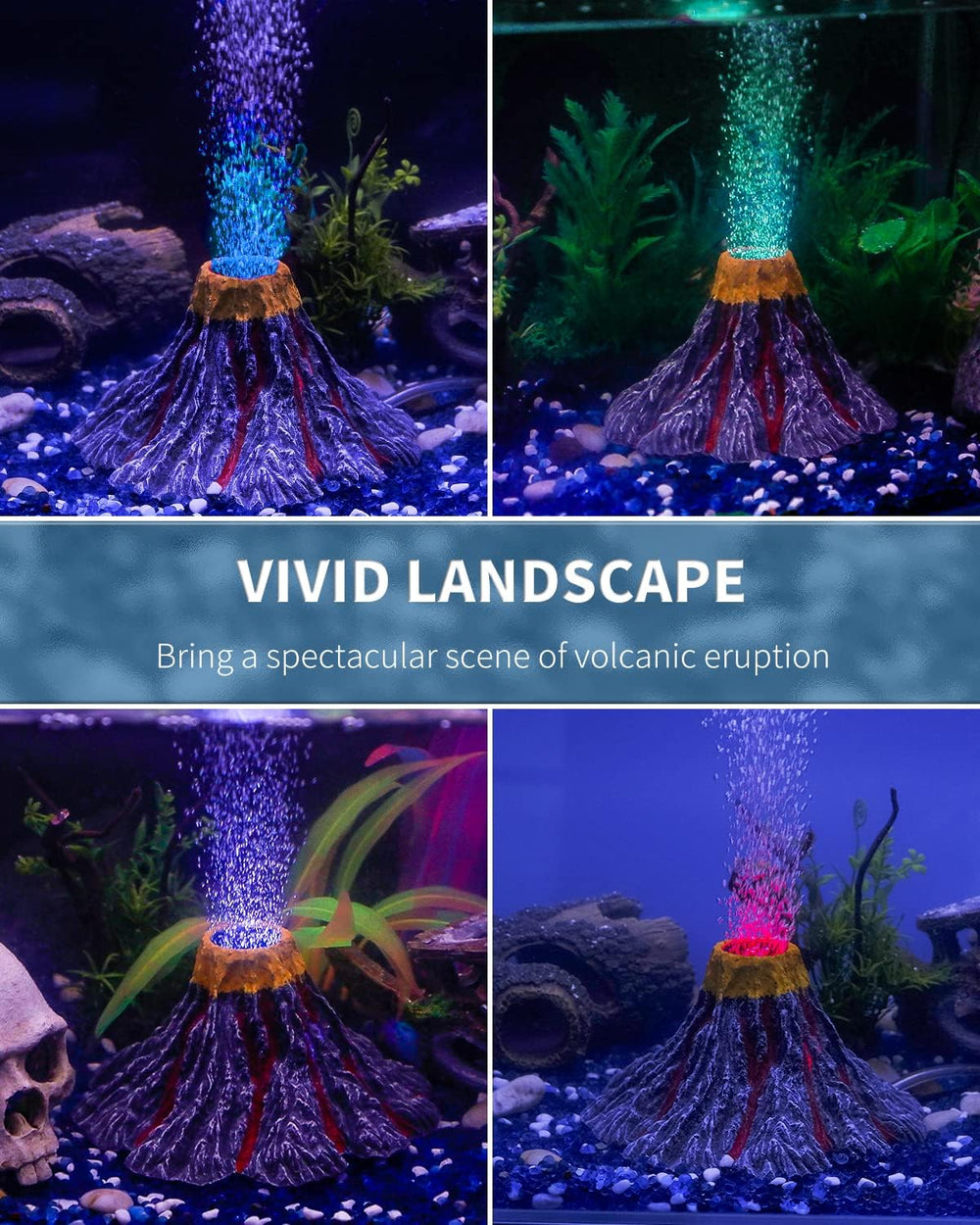 Uniclife aquarium volcano ornament lava-flow creates dramatic focal point and dynamic contrast