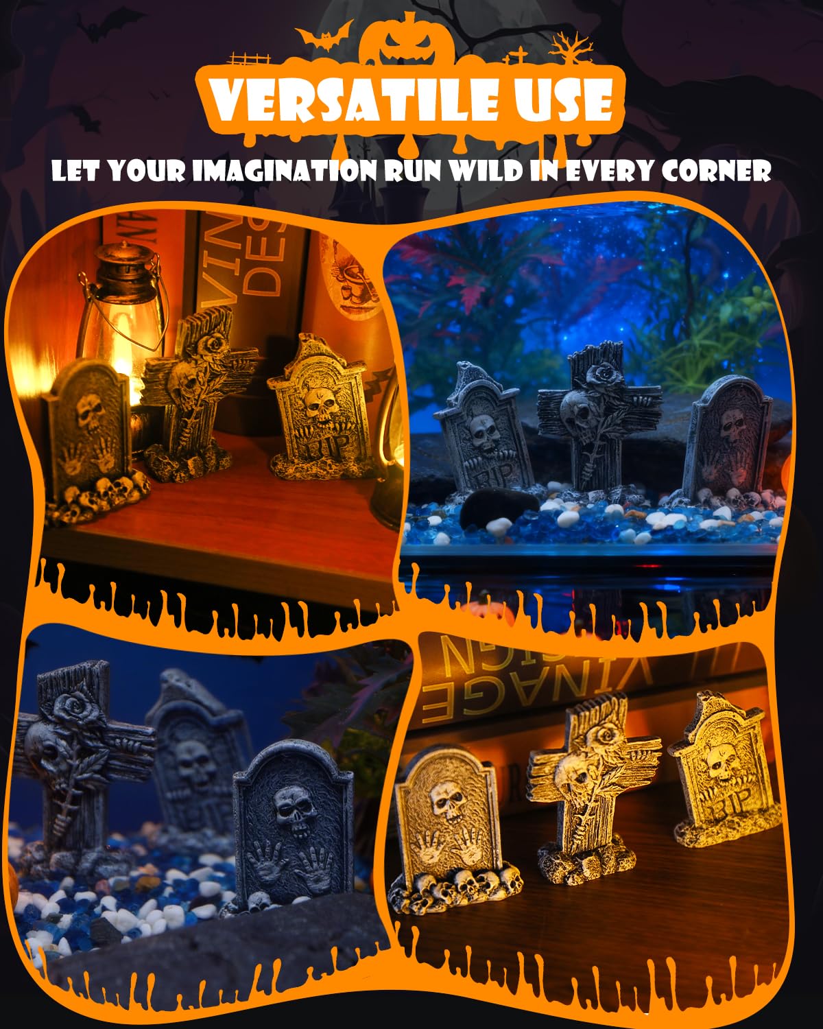 Uniclife tombstone mini 7 durable resin maintains long-lasting aquarium decor