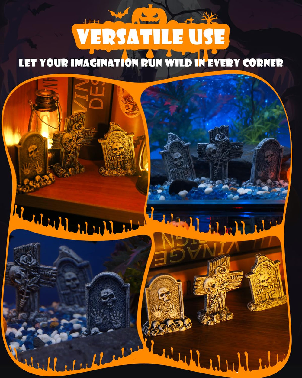Uniclife tombstone mini 7 durable resin maintains long-lasting aquarium decor