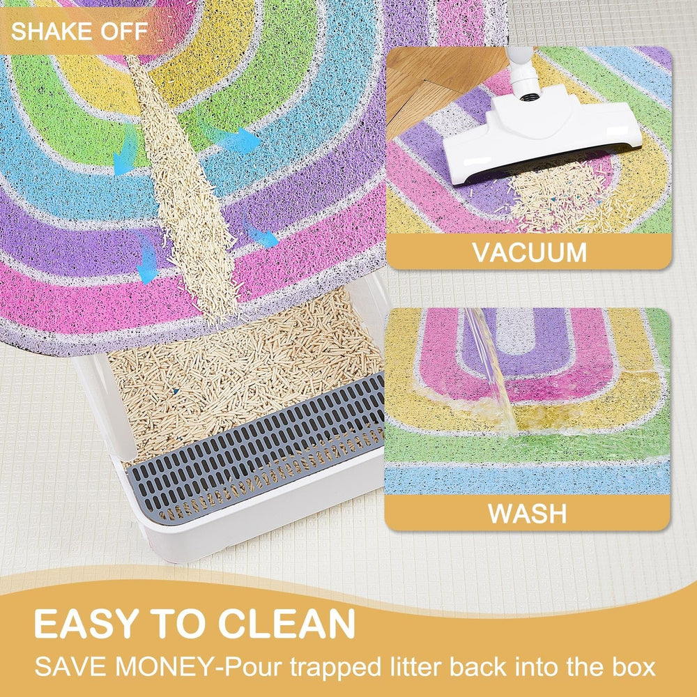 Unicorn Catcher litter mat bottom shown non-slip stability on floor