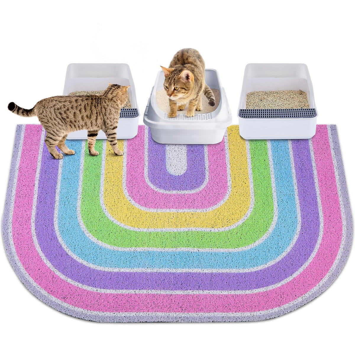 Unicorn Catcher pink XL litter mat showing wide coverage area for two boxes