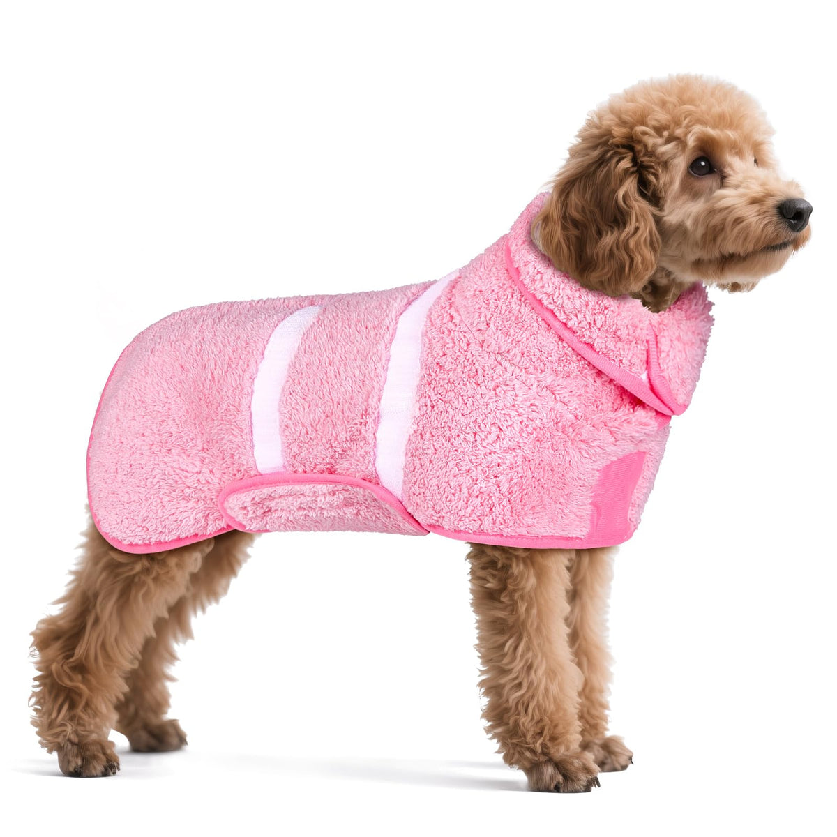 Unicorn Catcher dog bathrobe close-up shows ultra-absorbent fleece for quick drying.