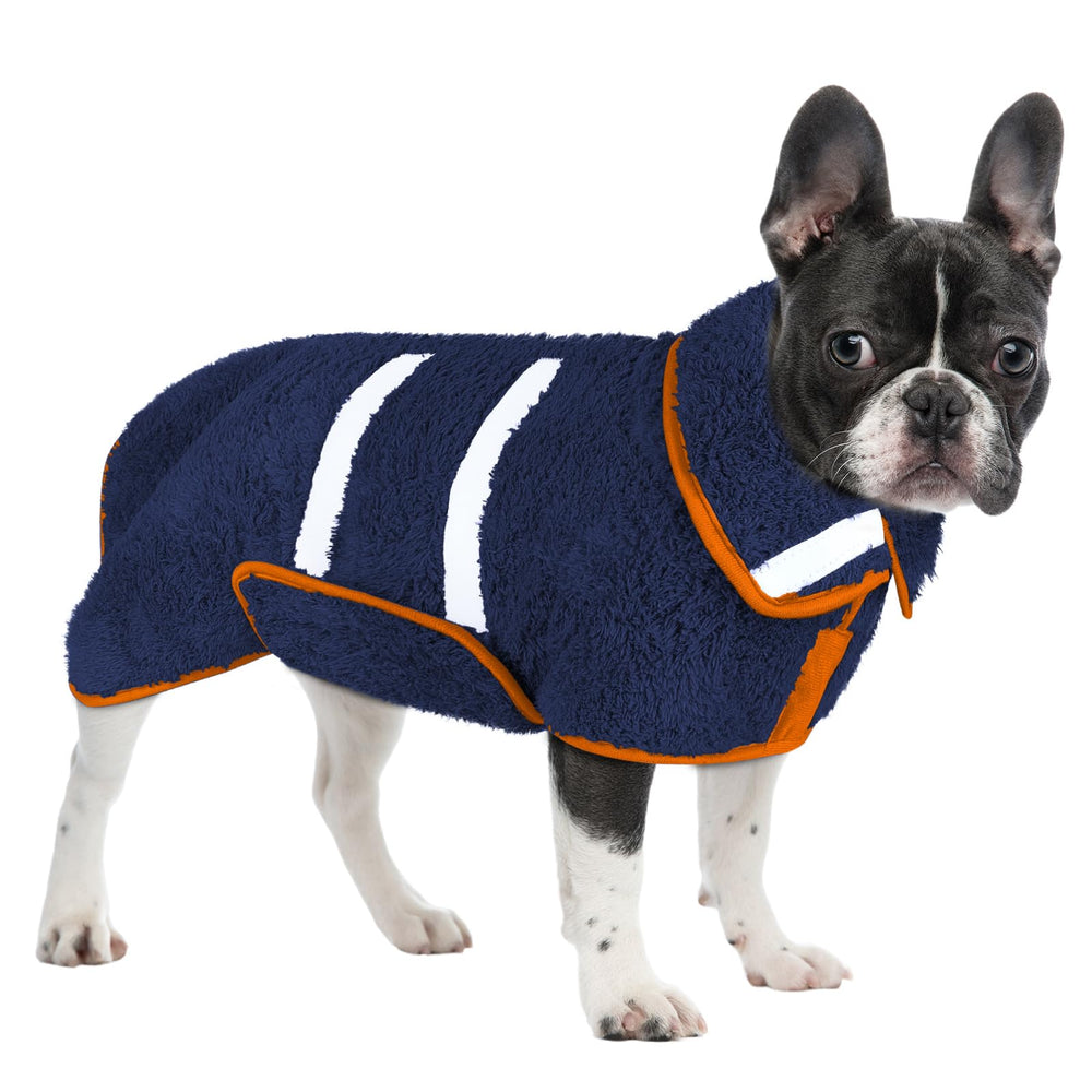 Unicorn Catcher dog bathrobe demonstrates the absorbent towel for quick drying
