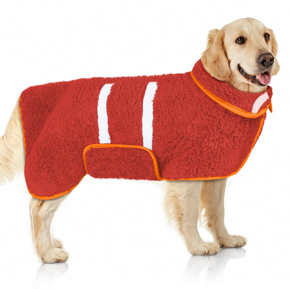 Unicorn Catcher dog bathrobe demonstrates ultra-absorbent fabric for quick drying after a bath