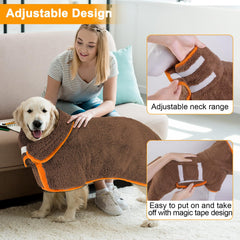 Unicorn Catcher dog bathrobe features adjustable sticker for easy on/off and a snug fit