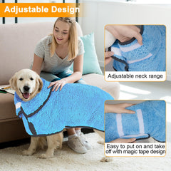 Unicorn Catcher dog bathrobe adjustable strap demonstrates easy fit and secure wear.