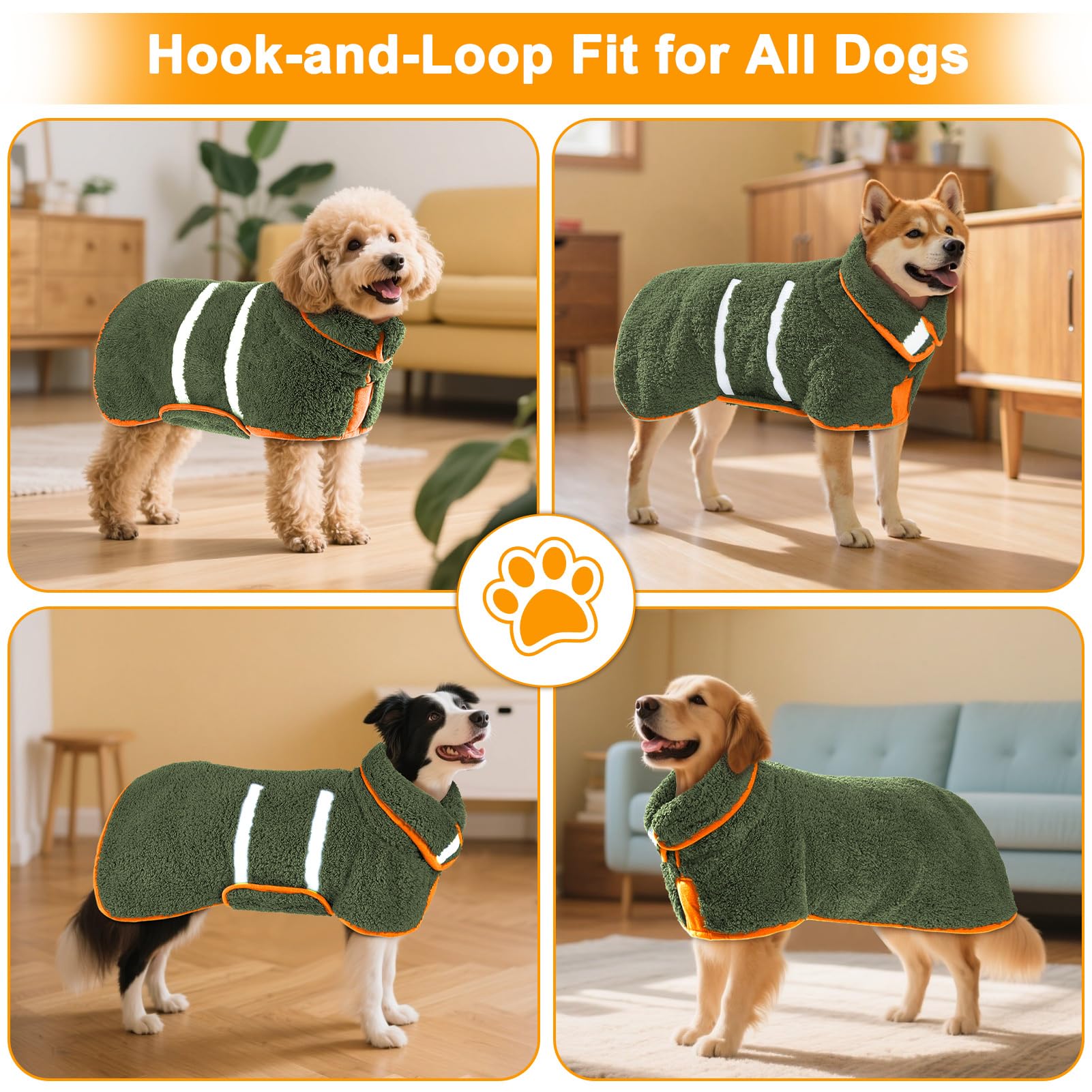 Unicorn Catcher dog bathrobe size options help find the right fit.