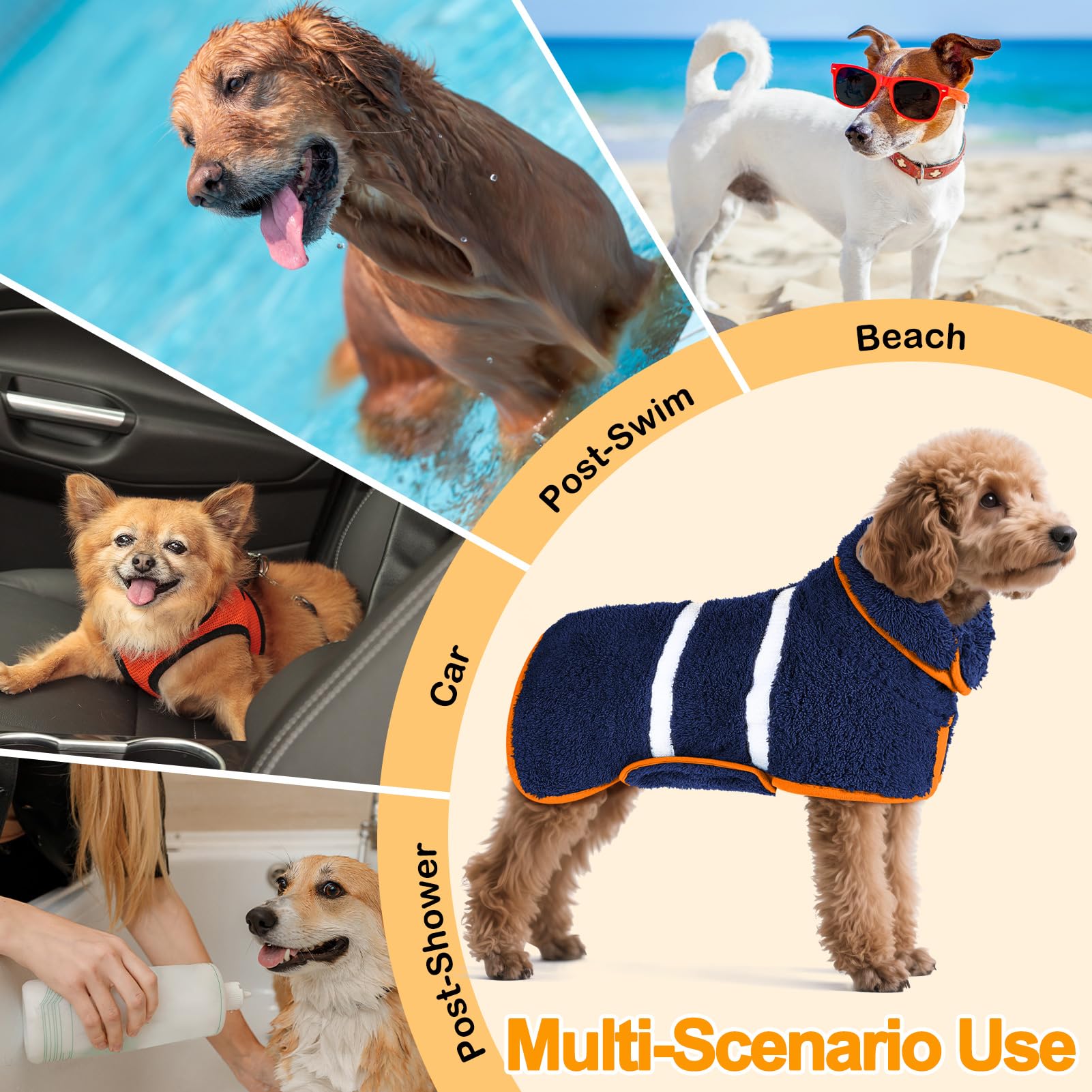 Unicorn Catcher dog bathrobe size options from S to XXL for perfect fit.