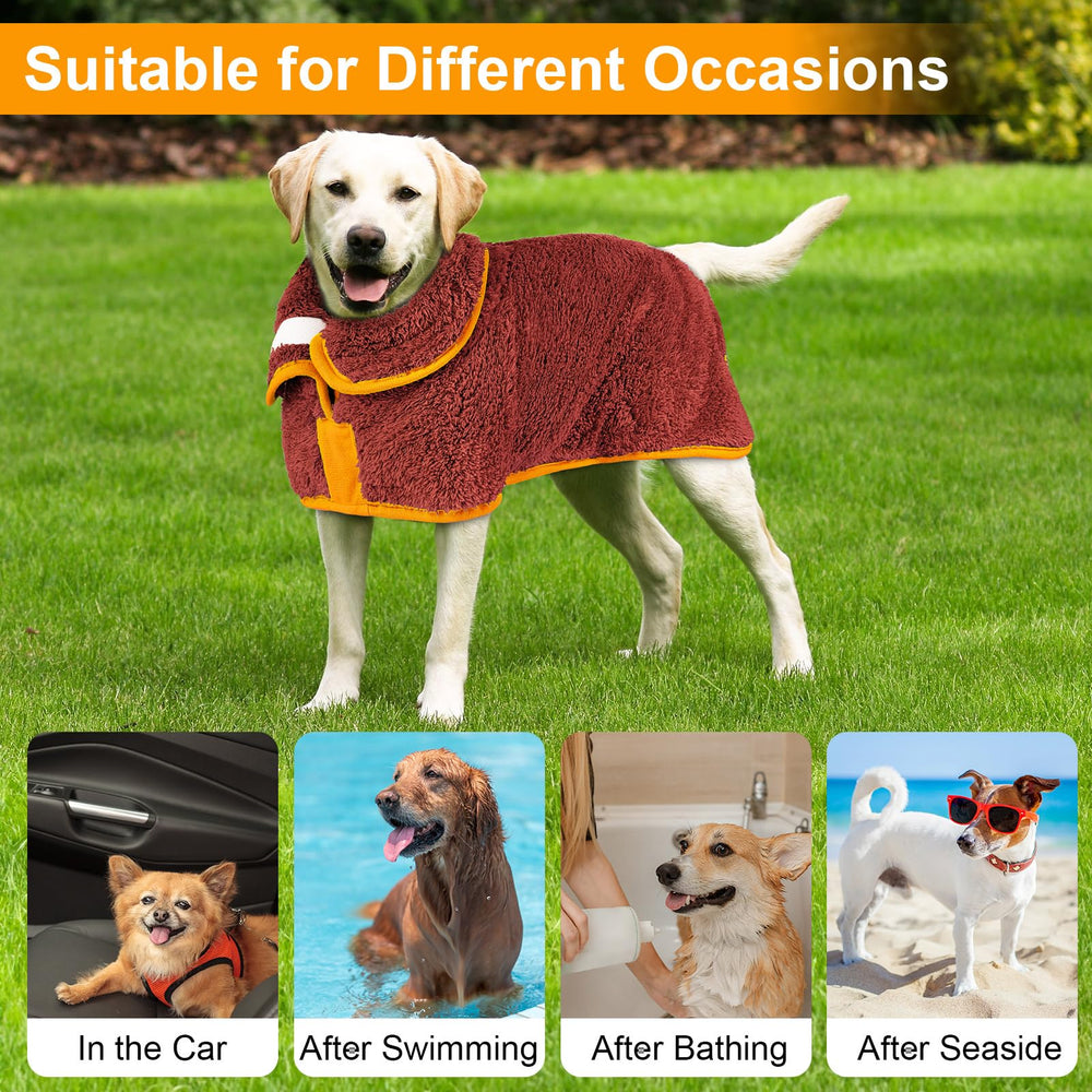Unicorn Catcher dog bathrobe size range fits small pups to large dogs