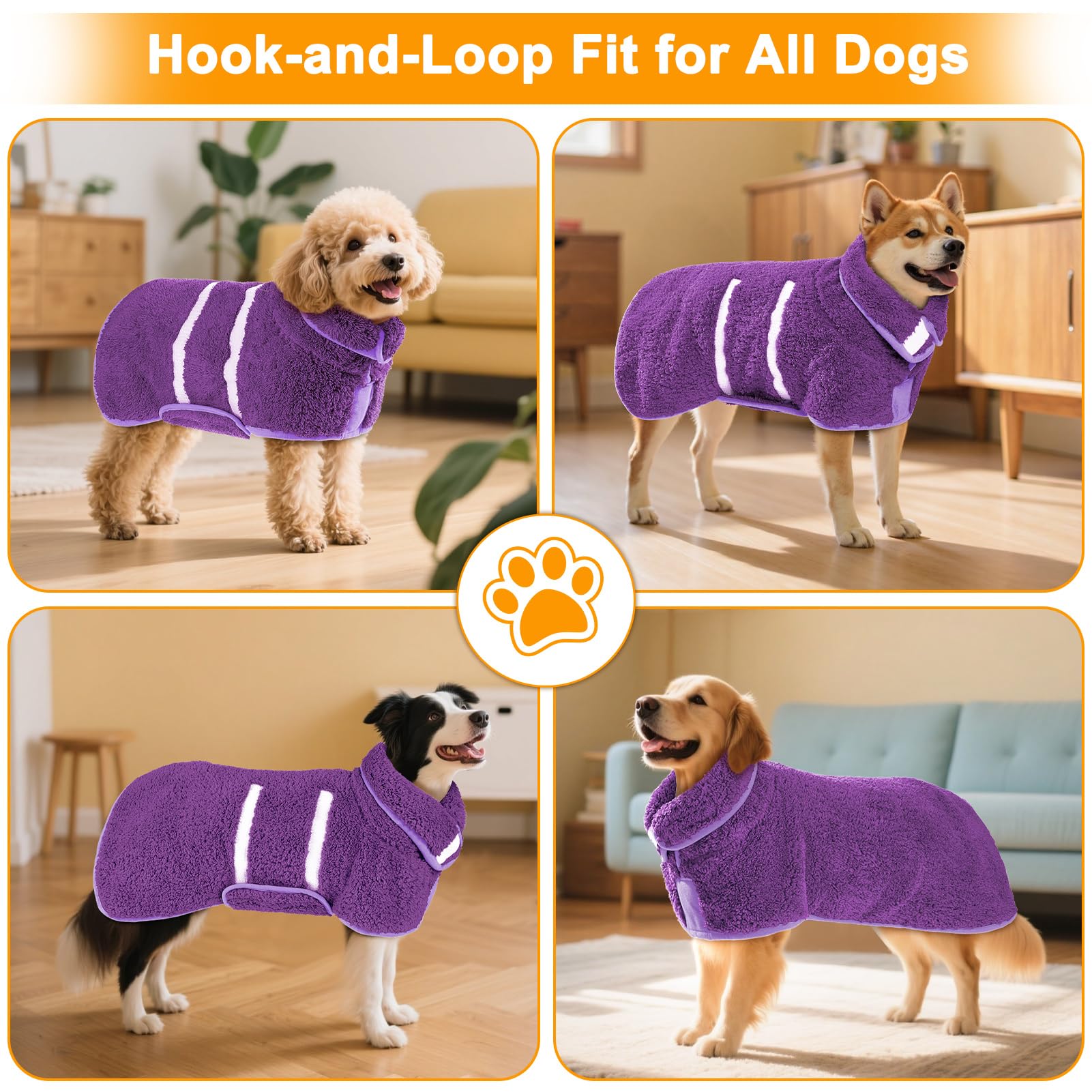 Unicorn Catcher dog bathrobe size range S to 2XL for all dogs