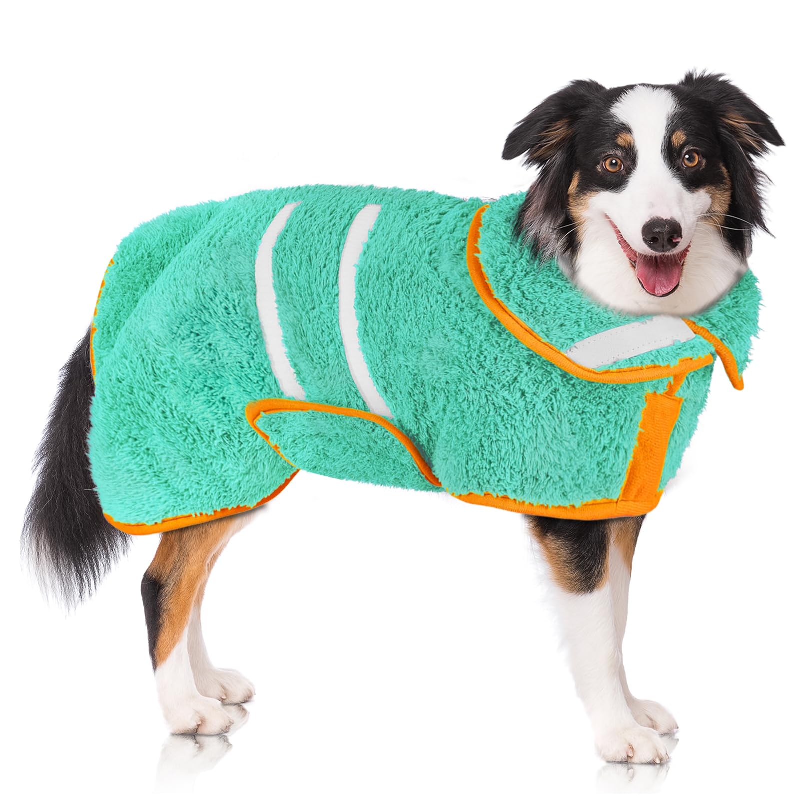 Unicorn Catcher dog bathrobe soft fleece close-up showing quick-dry absorbency
