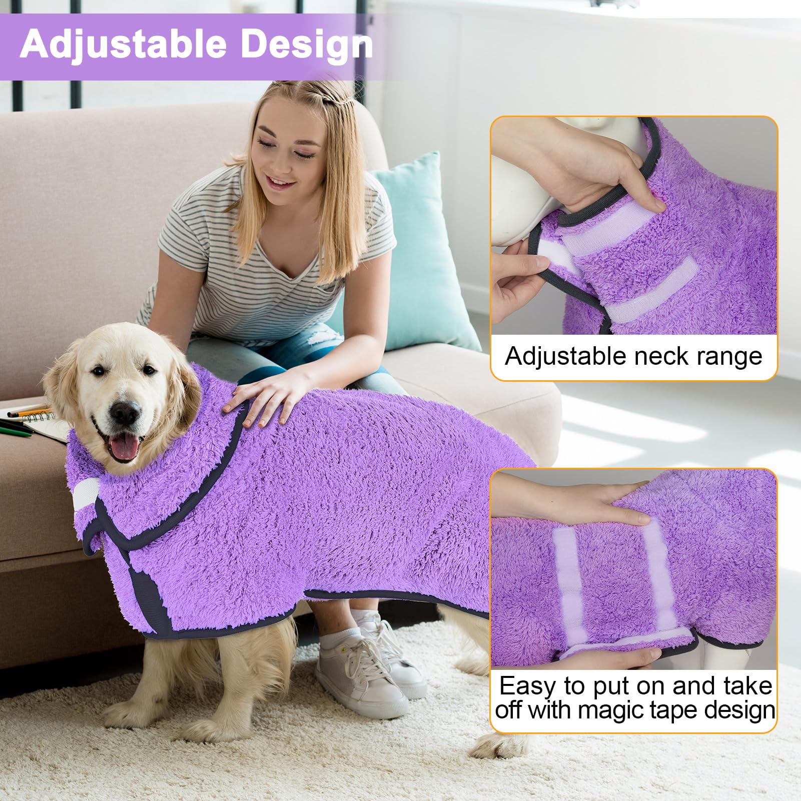 Unicorn Catcher dog bathrobe soft pajama-use demonstrates cozy post-bath comfort.