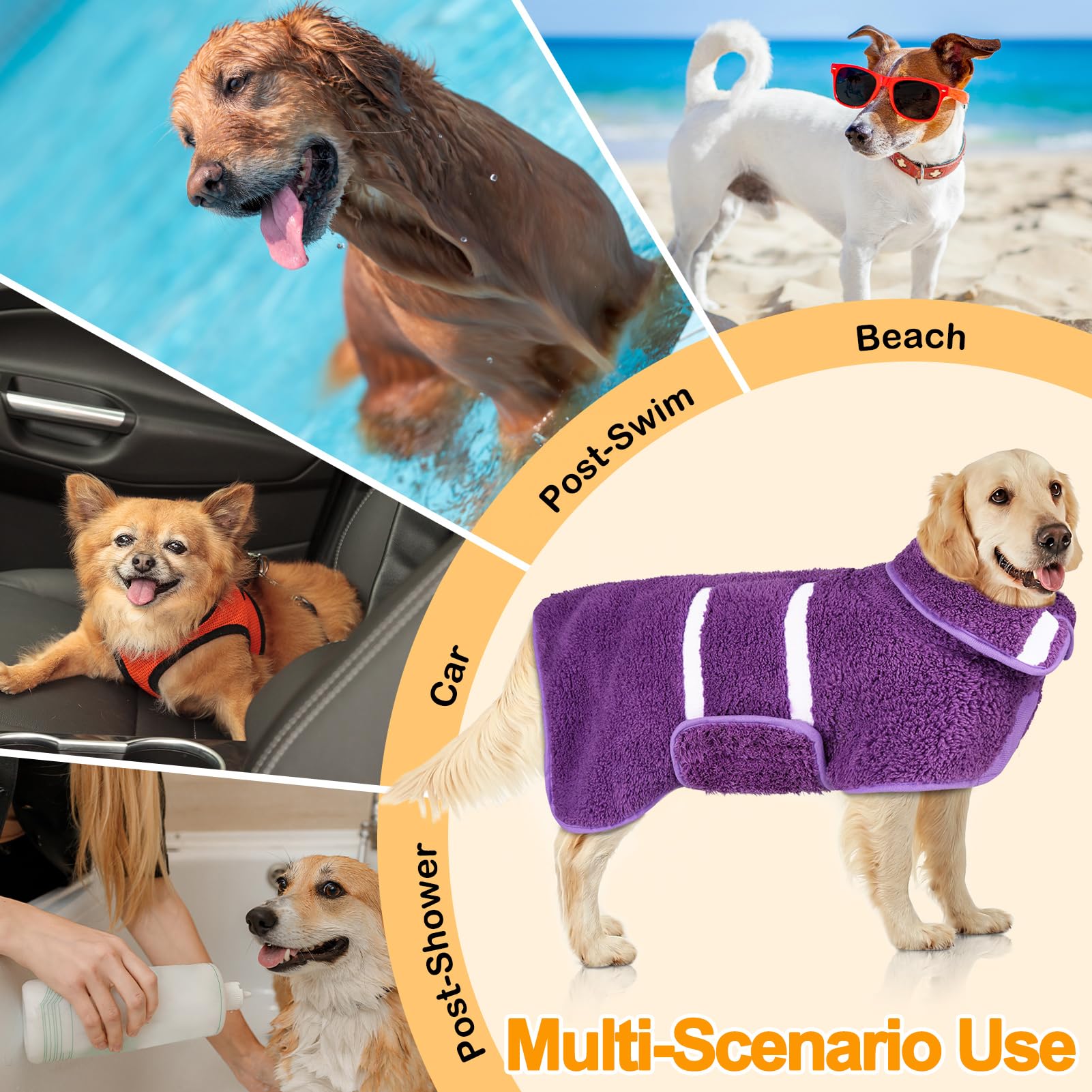 Unicorn Catcher after-bath robe keeps dogs warm and cozy post-bath