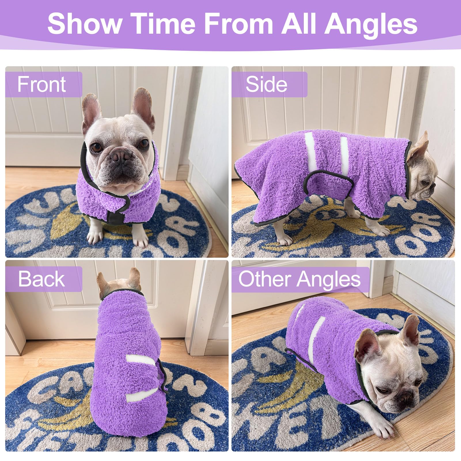 Unicorn Catcher dog bathrobe provides warm cozy wrap for cold weather after baths