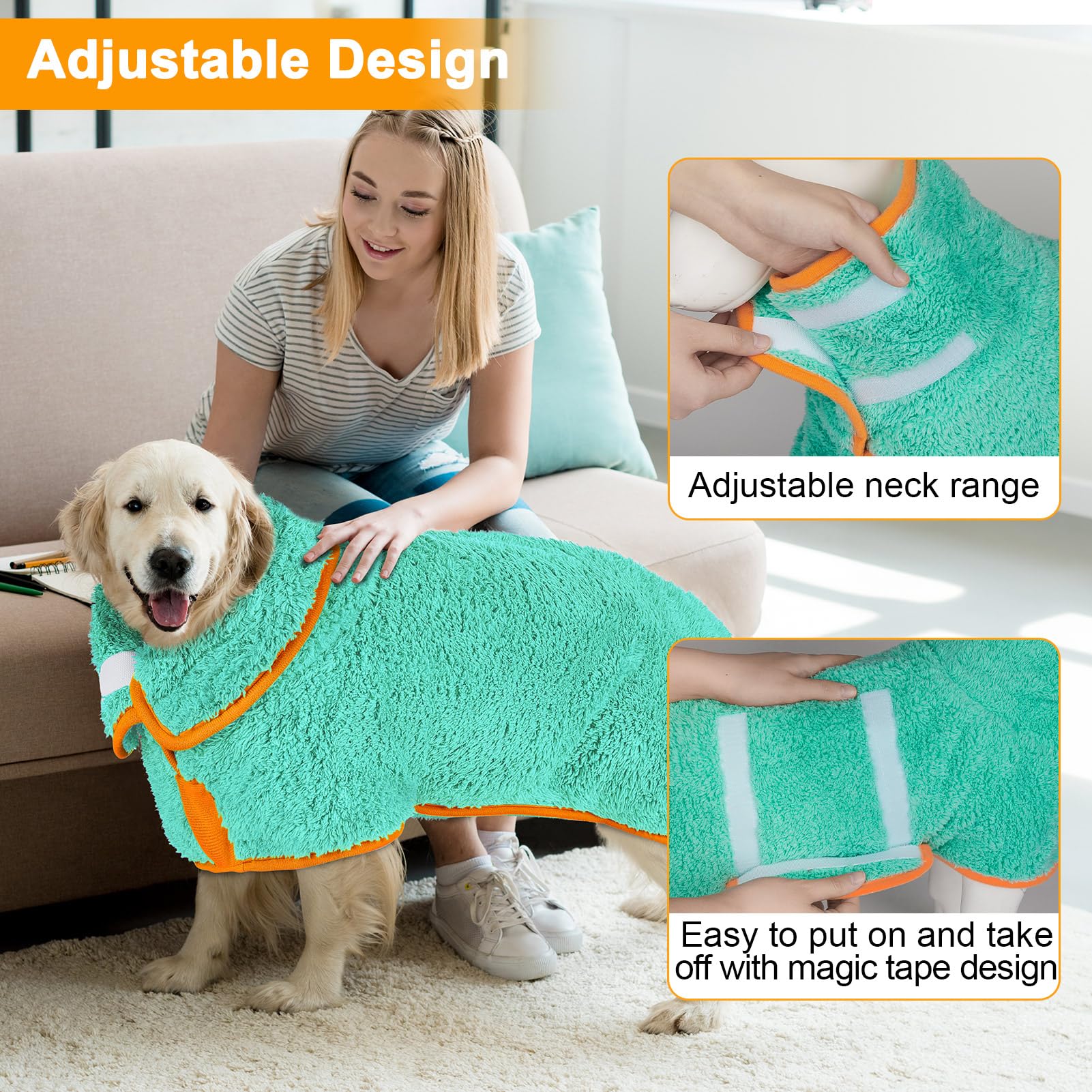 Unicorn Catcher dog towel after bath in use showing quick drying
